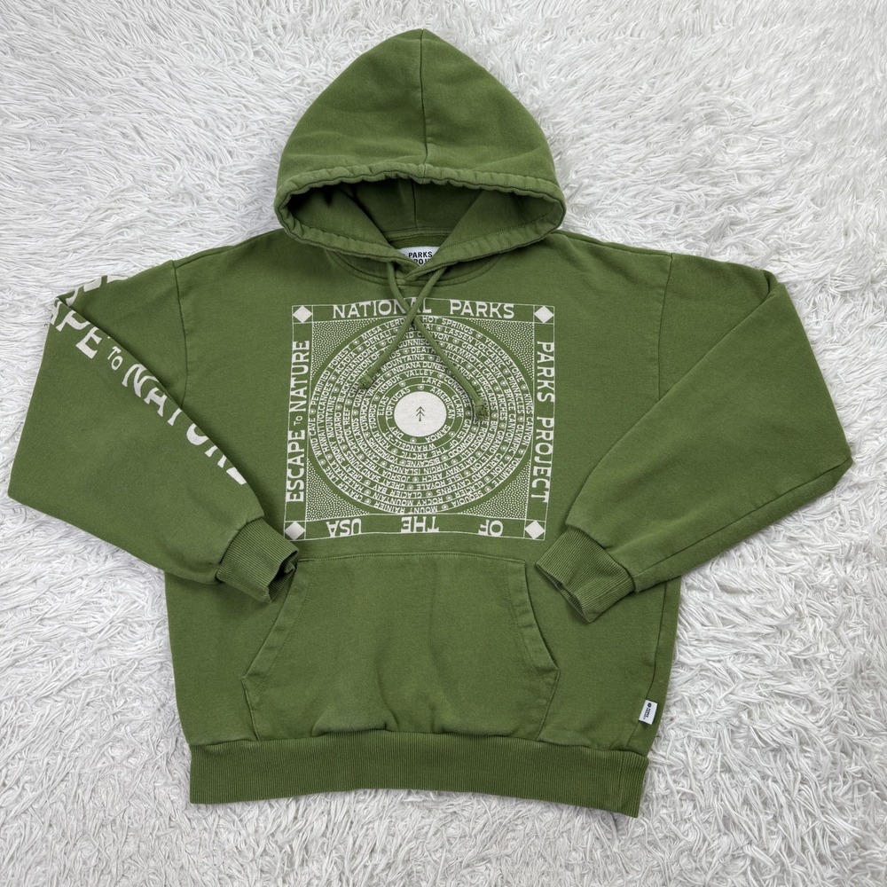 Parks Project Sweater Mens Small Green Fleece Hoodie Sweatshirt National Parks S